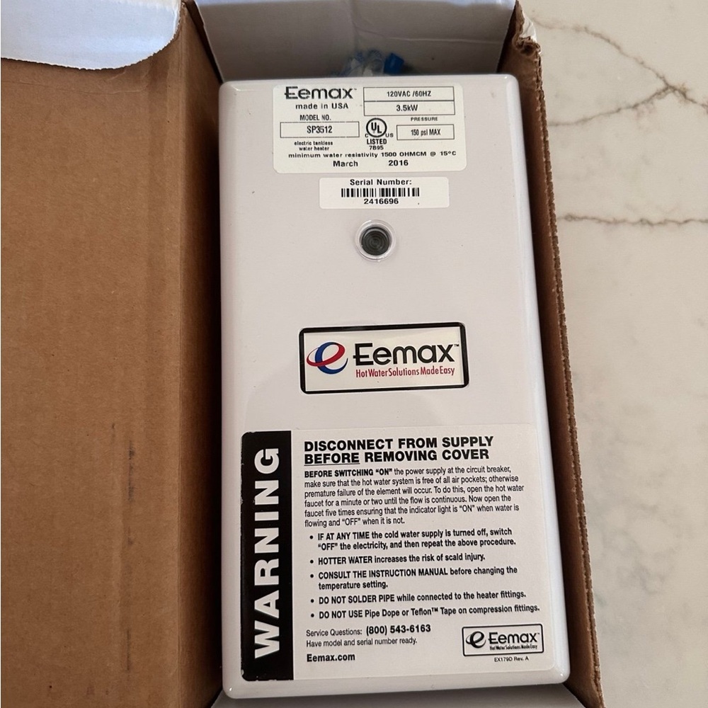 Eemax White Tankless Water Heater